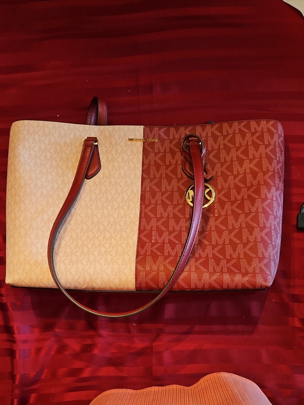 Michael Kors 2 tone pink MK Logo Colorblock Tote